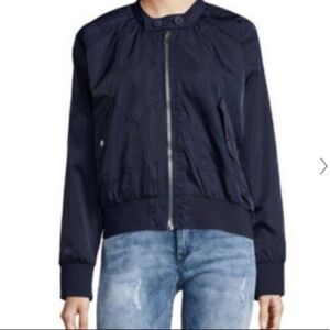 Free People Navy Blue Bomber Jacket - Size XS